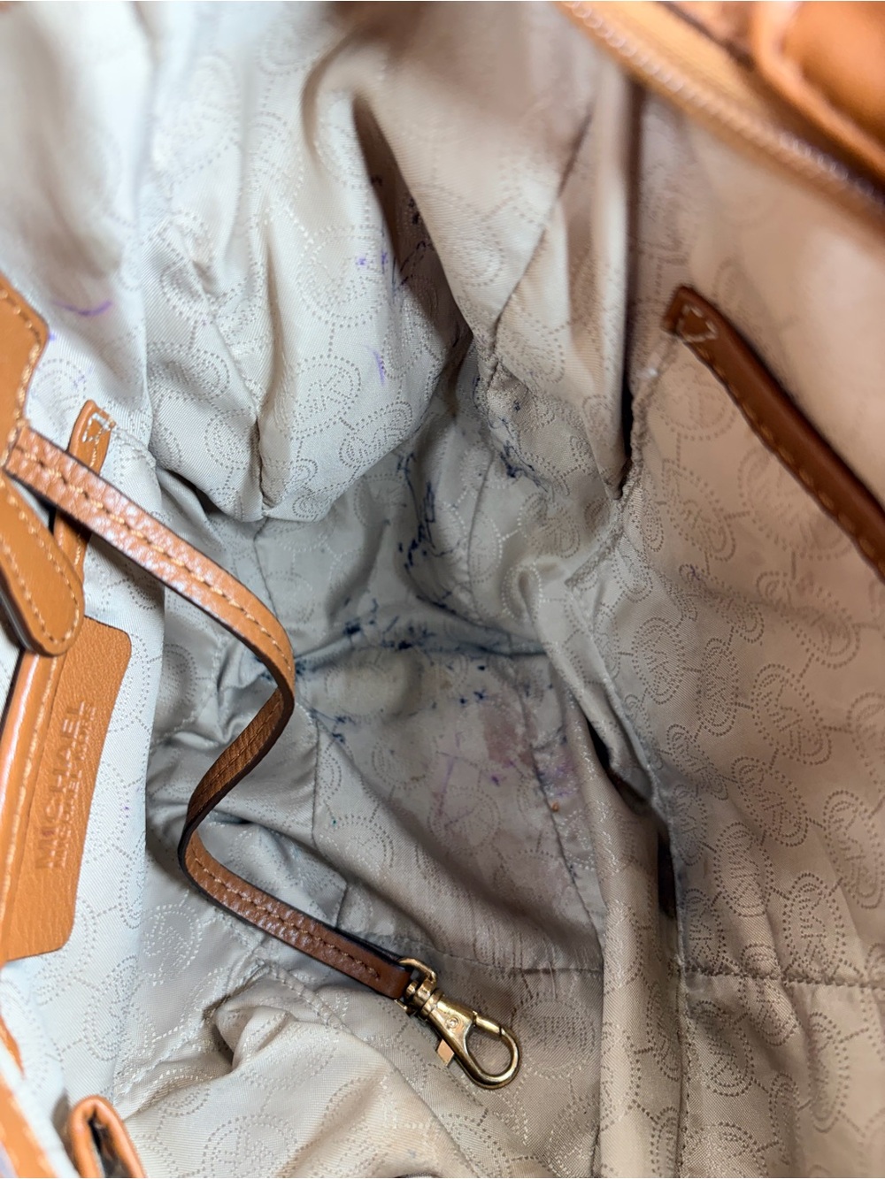 Michael Kors Cognac Pebbled Leather Hobo with Gold Hardware - Picture 6 of 8